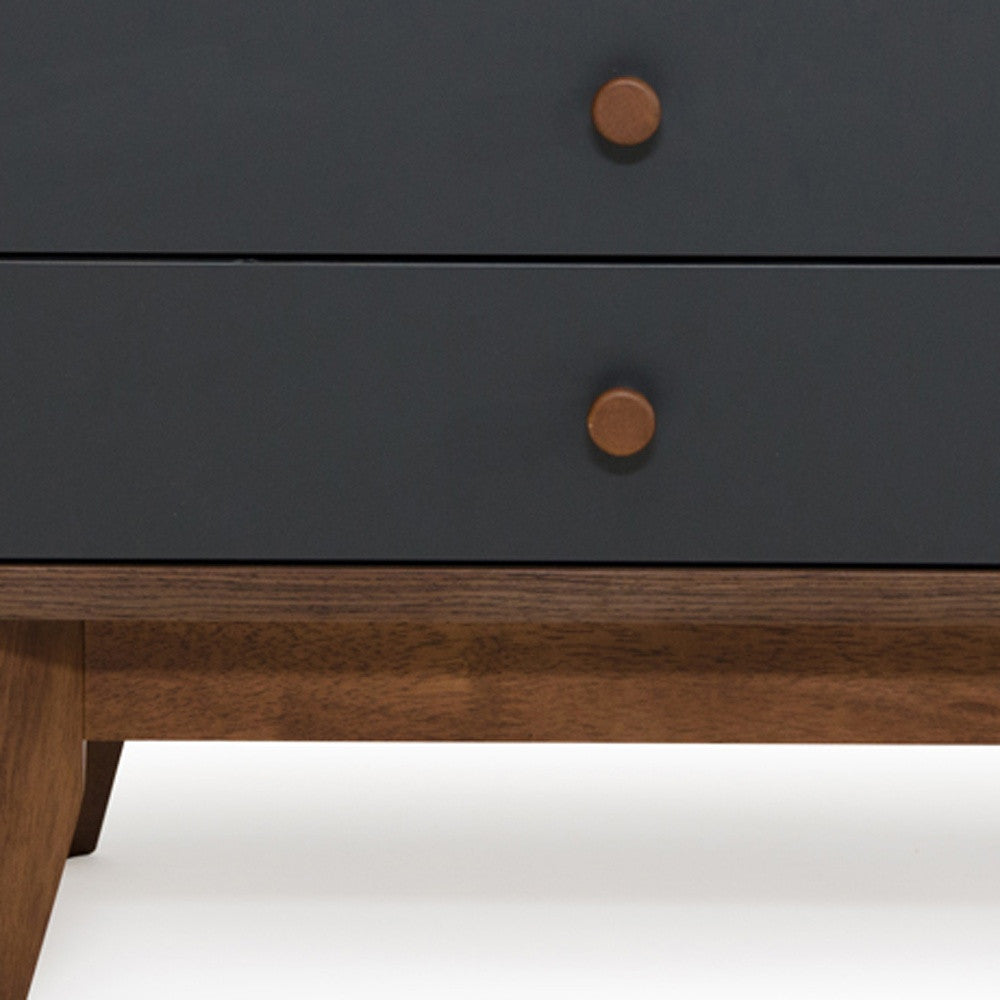 Mid Century Mod Grey & Walnut Finish Nightstand
