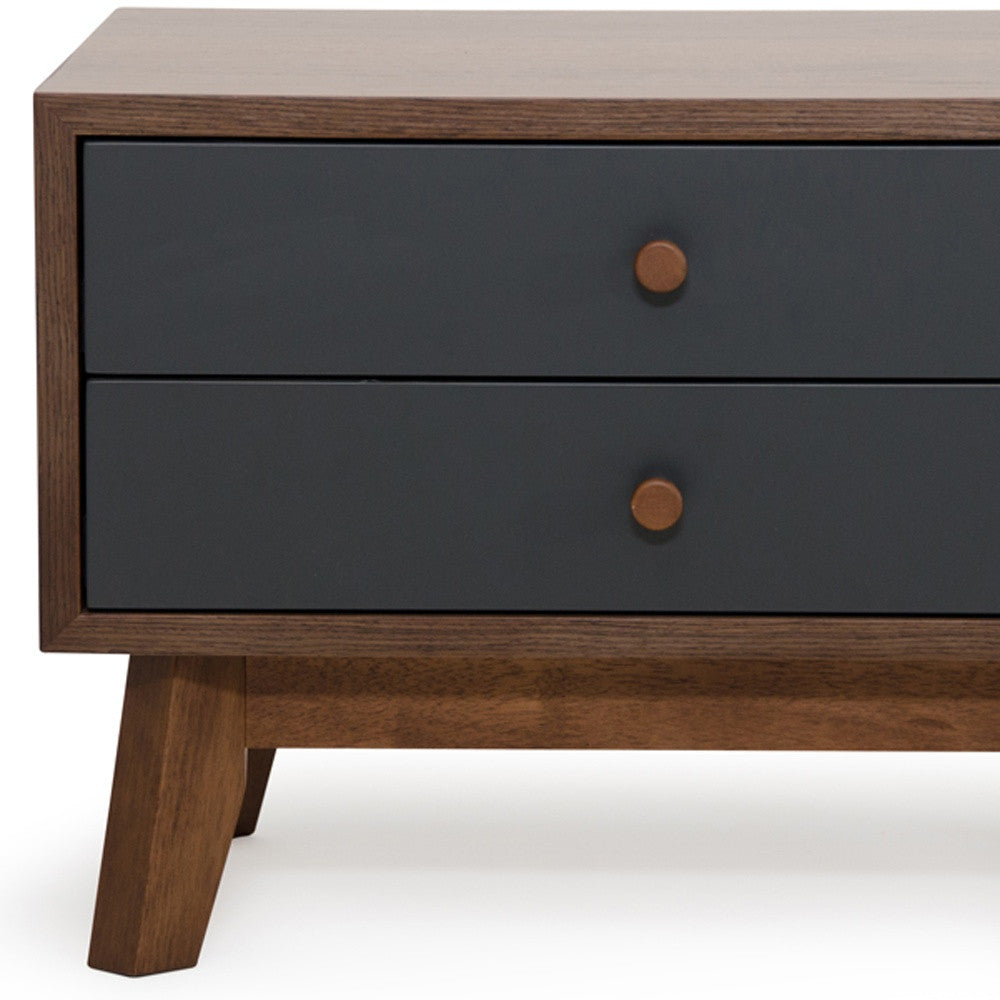 Mid Century Mod Grey & Walnut Finish Nightstand