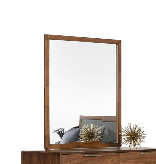 Brown Wood Framed Mounted Dresser Mirror