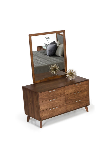 Brown Wood Framed Mounted Dresser Mirror