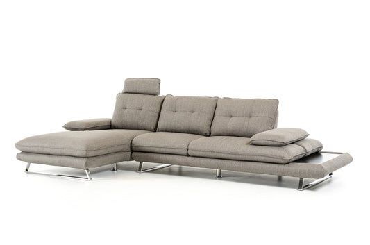 Grey Foam Steel Wood And Veneer Sectional