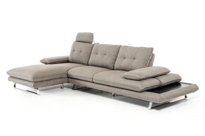 Grey Foam Steel Wood And Veneer Sectional