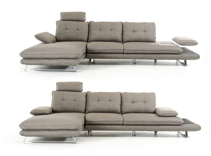 Grey Foam Steel Wood And Veneer Sectional