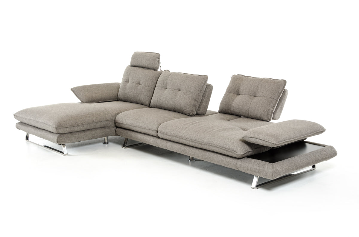 Grey Foam Steel Wood And Veneer Sectional