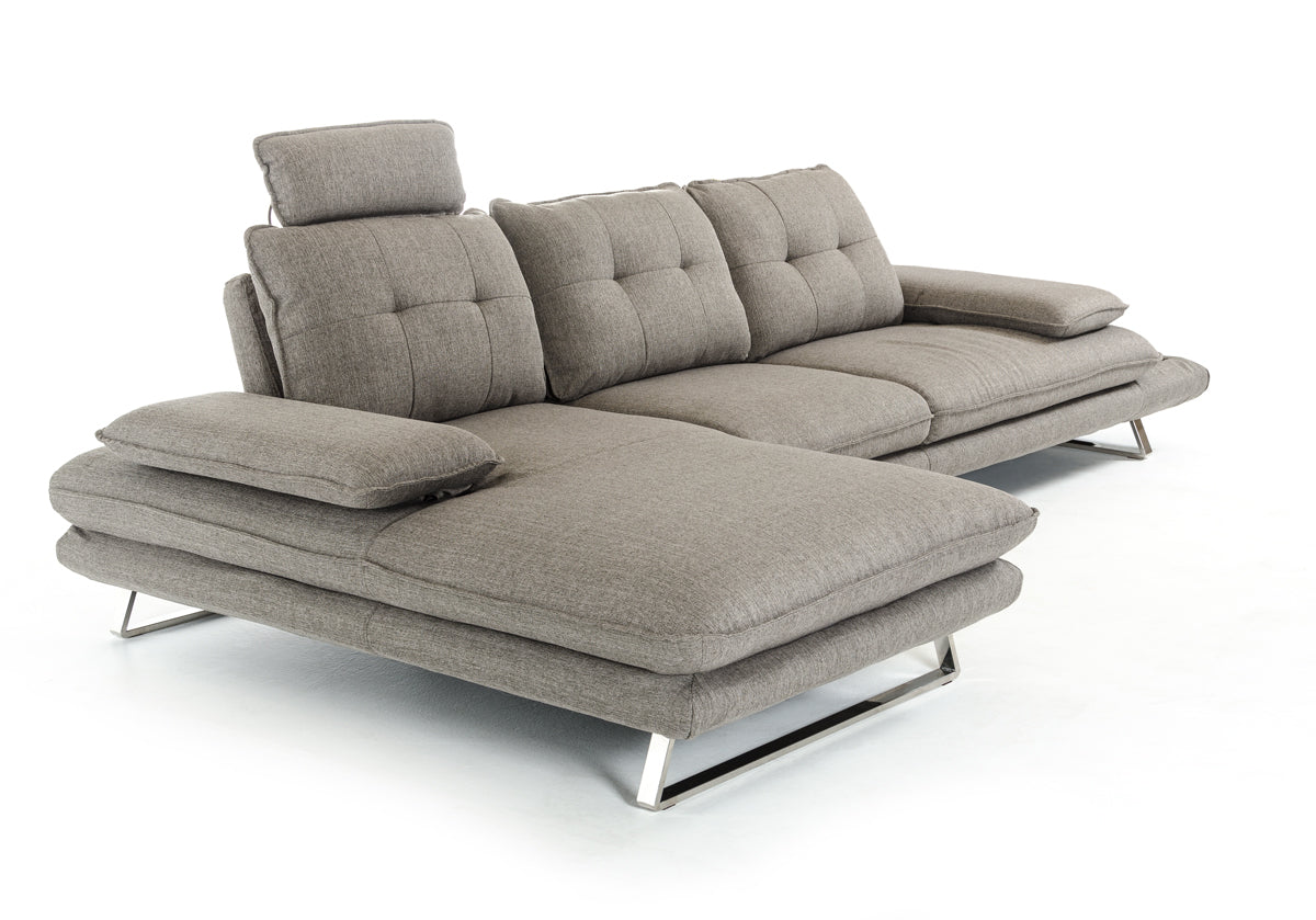 Grey Foam Steel Wood And Veneer Sectional