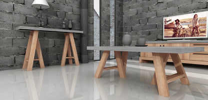 Concrete & Solid Acacia Wood Coffee Table