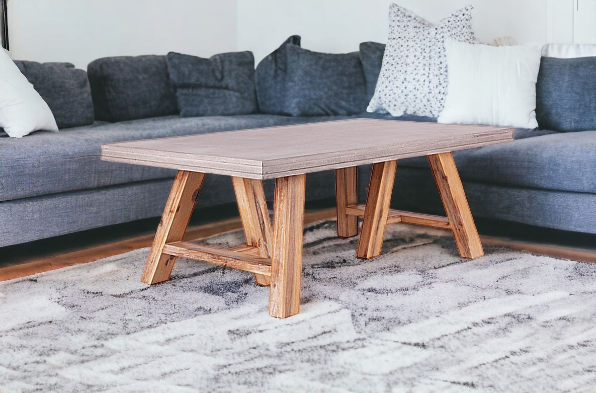 Concrete & Solid Acacia Wood Coffee Table