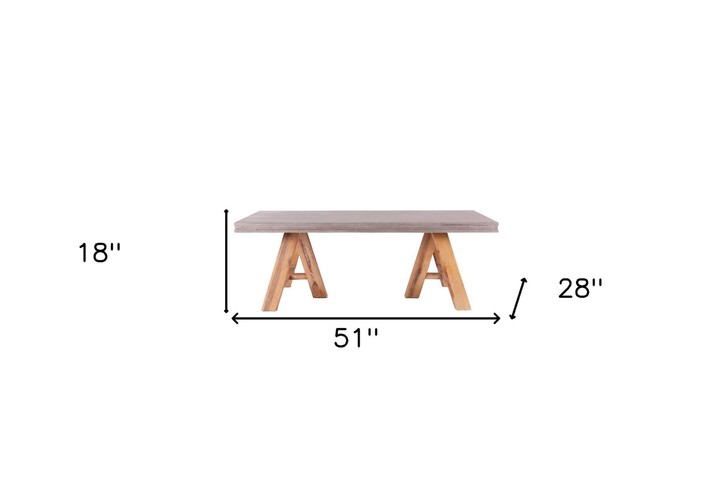 Concrete & Solid Acacia Wood Coffee Table