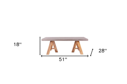 Concrete & Solid Acacia Wood Coffee Table