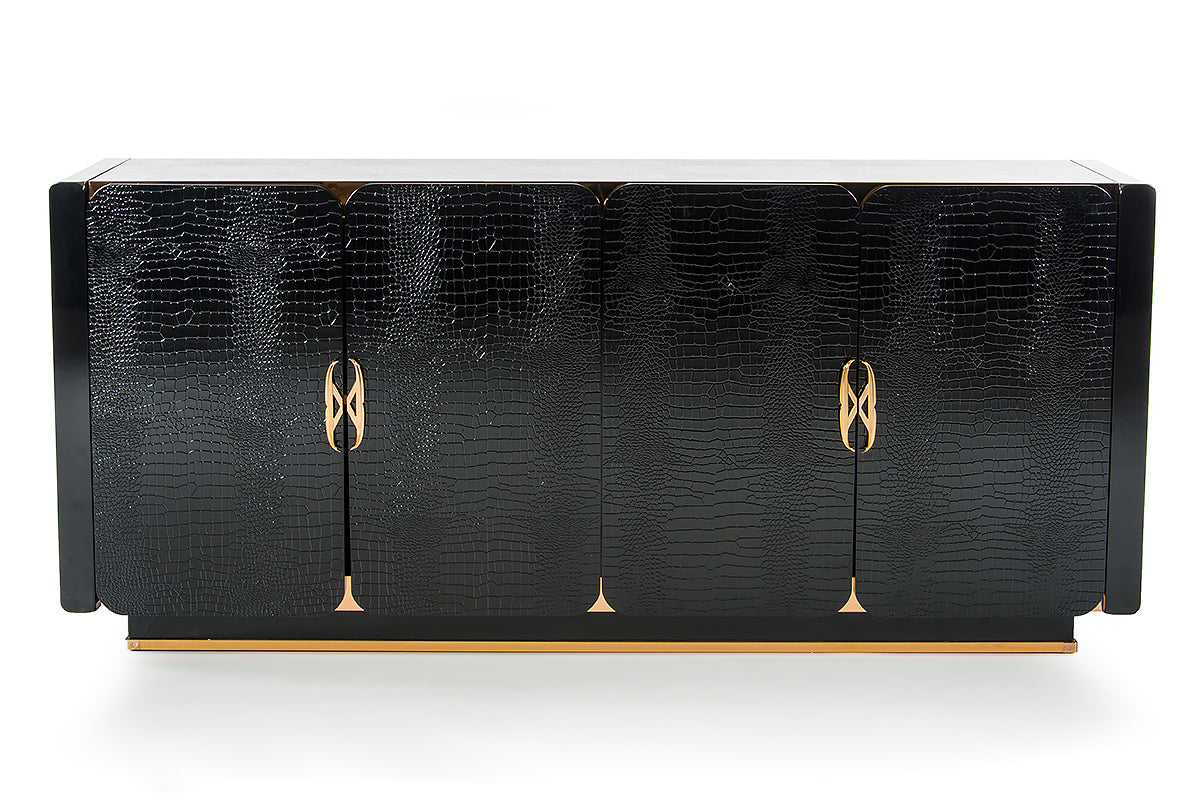 Black Crocodile & Rosegold Sideboard