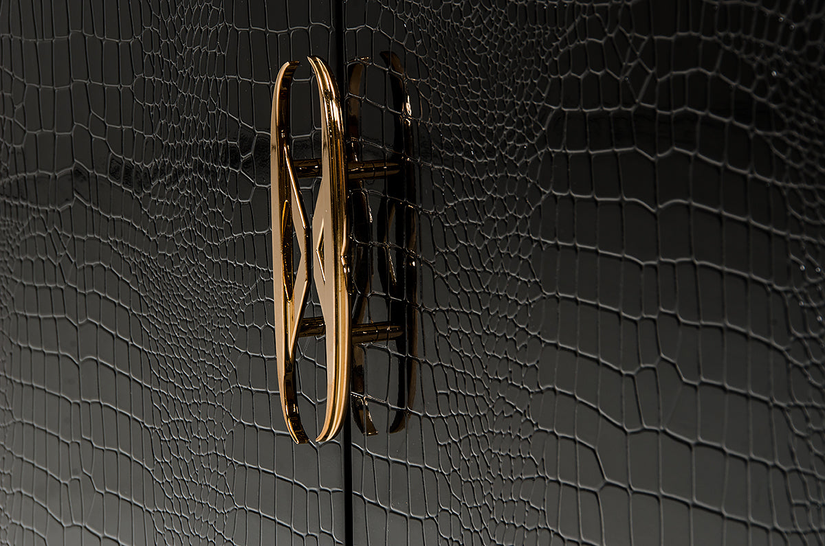 Black Crocodile & Rosegold Sideboard