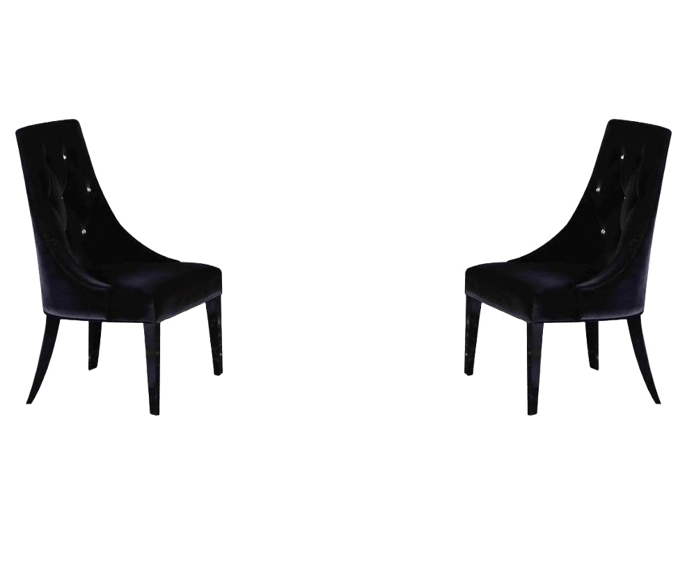 Black Velvet Dining Chair - Set of 2