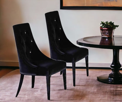 Black Velvet Dining Chair - Set of 2