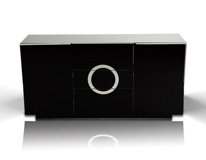 Black Lacquer Sideboard w/ 2 Doors & 3 Drawers