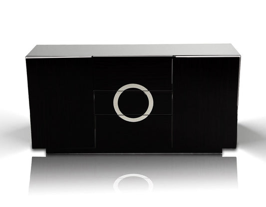 Black Lacquer Sideboard w/ 2 Doors & 3 Drawers