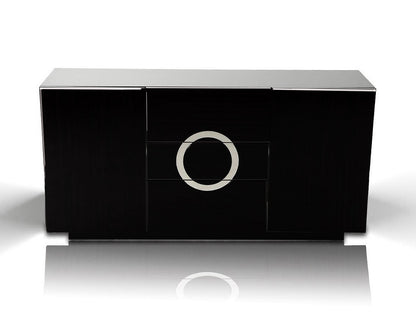 Black Lacquer Sideboard w/ 2 Doors & 3 Drawers