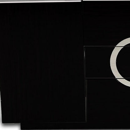 Black Lacquer Sideboard w/ 2 Doors & 3 Drawers