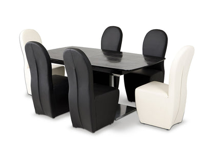 Black Crocodile Mdf  Hardwood  And Metal Dining Table