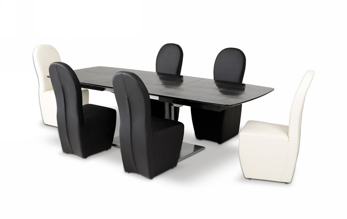 Black Crocodile Mdf  Hardwood  And Metal Dining Table