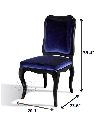 Blue & Black Velvet Dining Chair - Set of 2