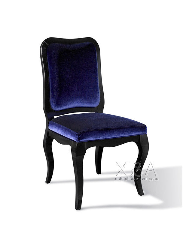 Blue & Black Velvet Dining Chair - Set of 2