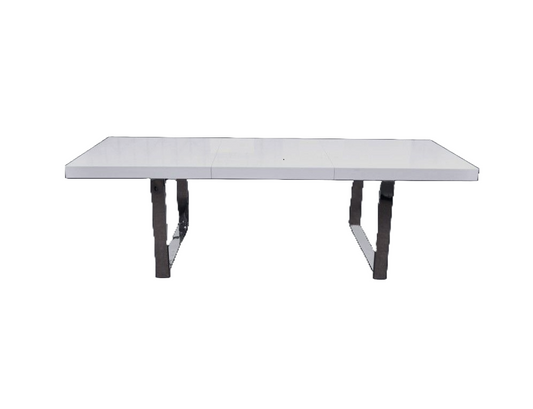 White Mdf Extendable Dining Table With Stainless Steel Legs