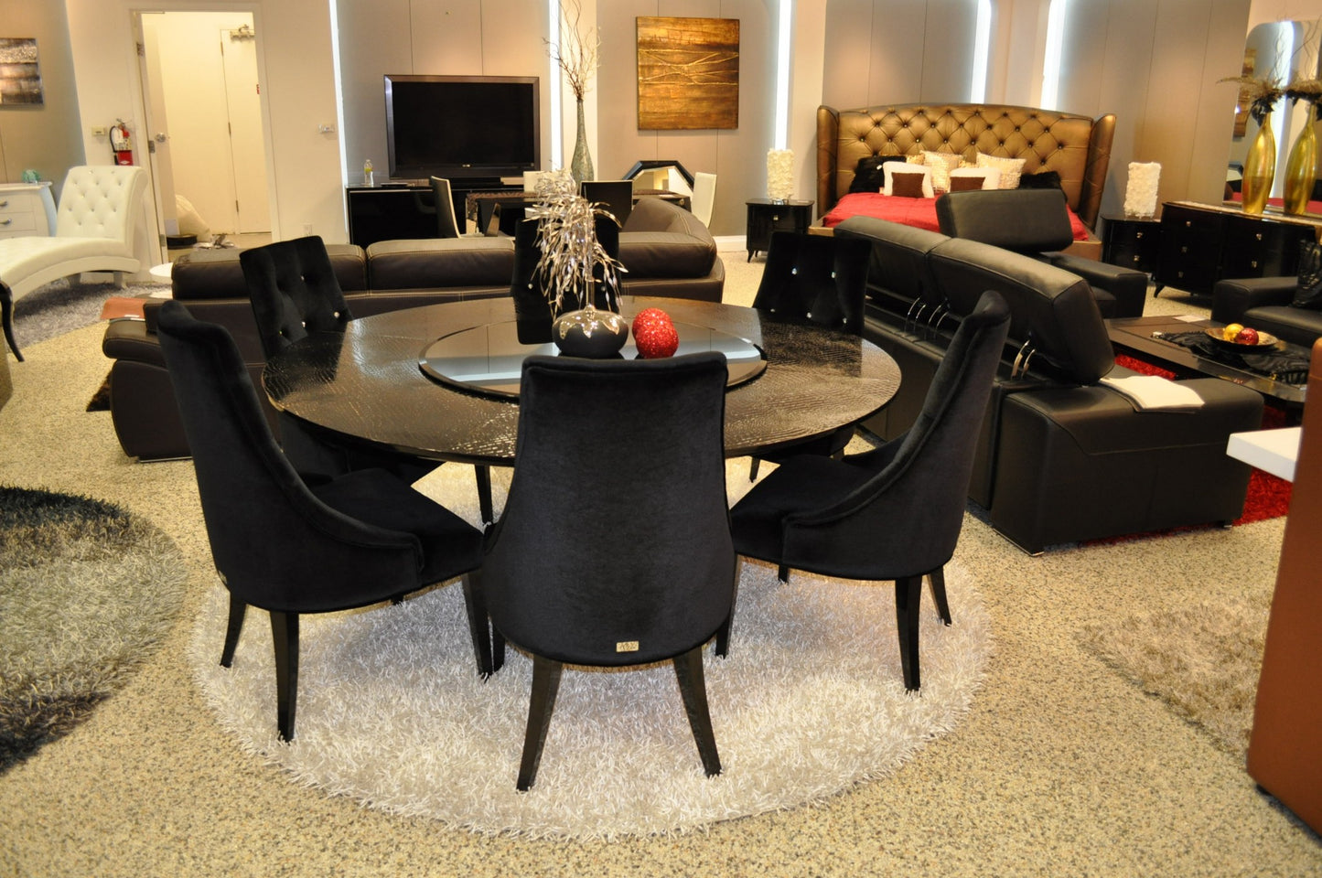 Black Crocodile Lacquer Stainless Steel And Glass Table