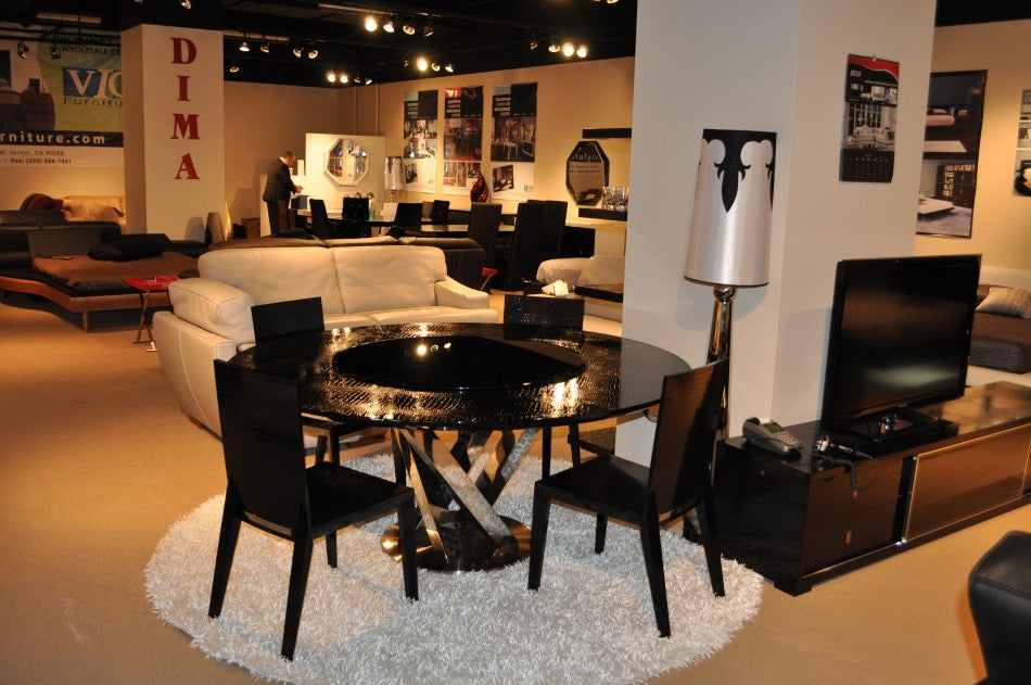 Black Crocodile Lacquer Stainless Steel And Glass Table