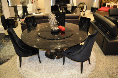 Black Crocodile Lacquer Stainless Steel And Glass Table
