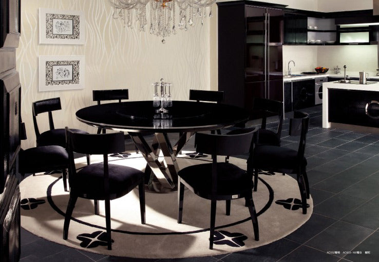 Black Crocodile Lacquer Stainless Steel And Glass Table