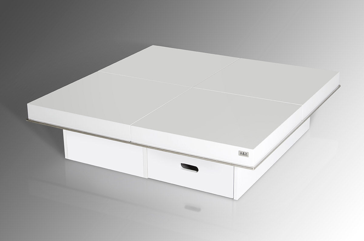 White Gloss Coffee Table w/ Pull Out Squares