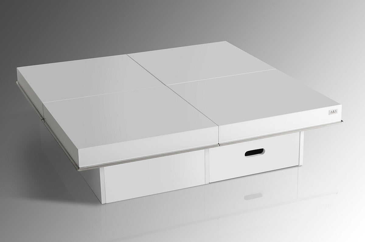 White Gloss Coffee Table w/ Pull Out Squares