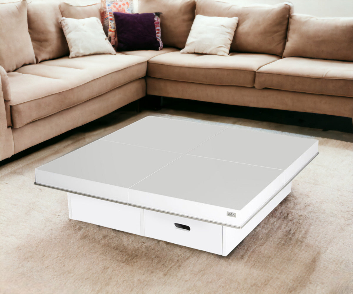 White Gloss Coffee Table w/ Pull Out Squares