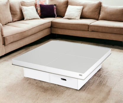 White Gloss Coffee Table w/ Pull Out Squares