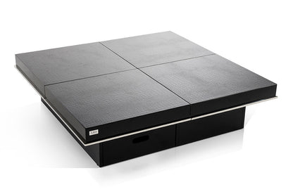 Black Faux Croc Lacquered Square Coffee Table