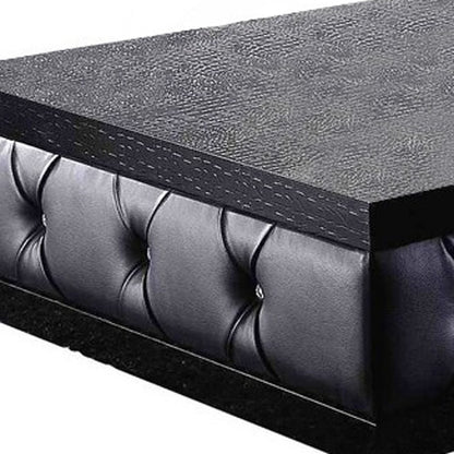 Black Leatherette Coffee Table w/ Crystals