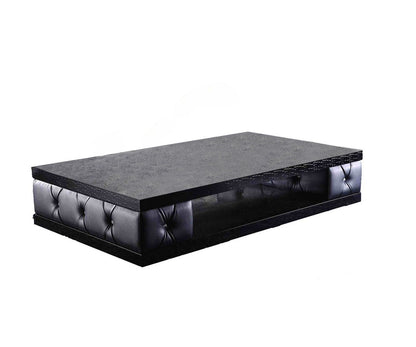 Black Leatherette Coffee Table w/ Crystals