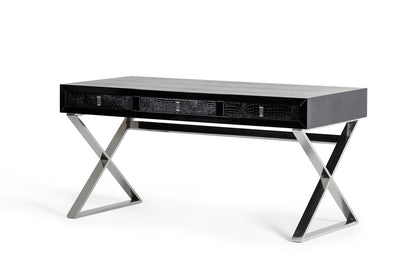 Black & Silver Stainless Steel Coffee Table w/ 3 Drawers
