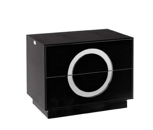 Black Lacquer Faux Crocodile Nightstand