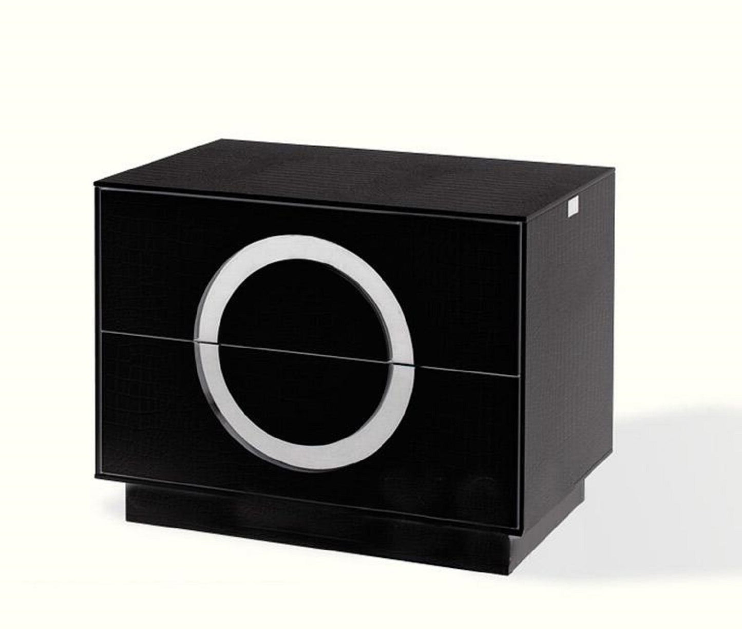 Black Lacquer Faux Crocodile Nightstand
