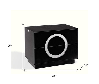 Black Lacquer Faux Crocodile Nightstand