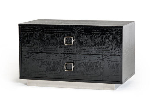 Black Solid Wood Nightstand