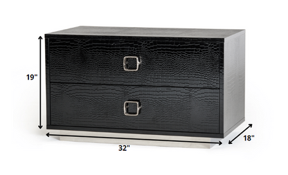 Black Solid Wood Nightstand