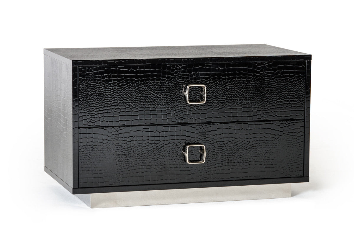 Black Solid Wood Nightstand