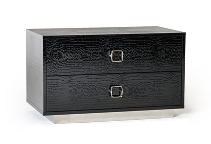 Black Solid Wood Nightstand