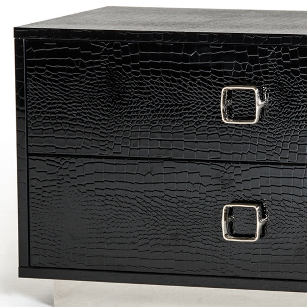 Black Solid Wood Nightstand
