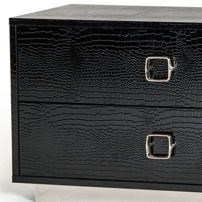 Black Solid Wood Nightstand