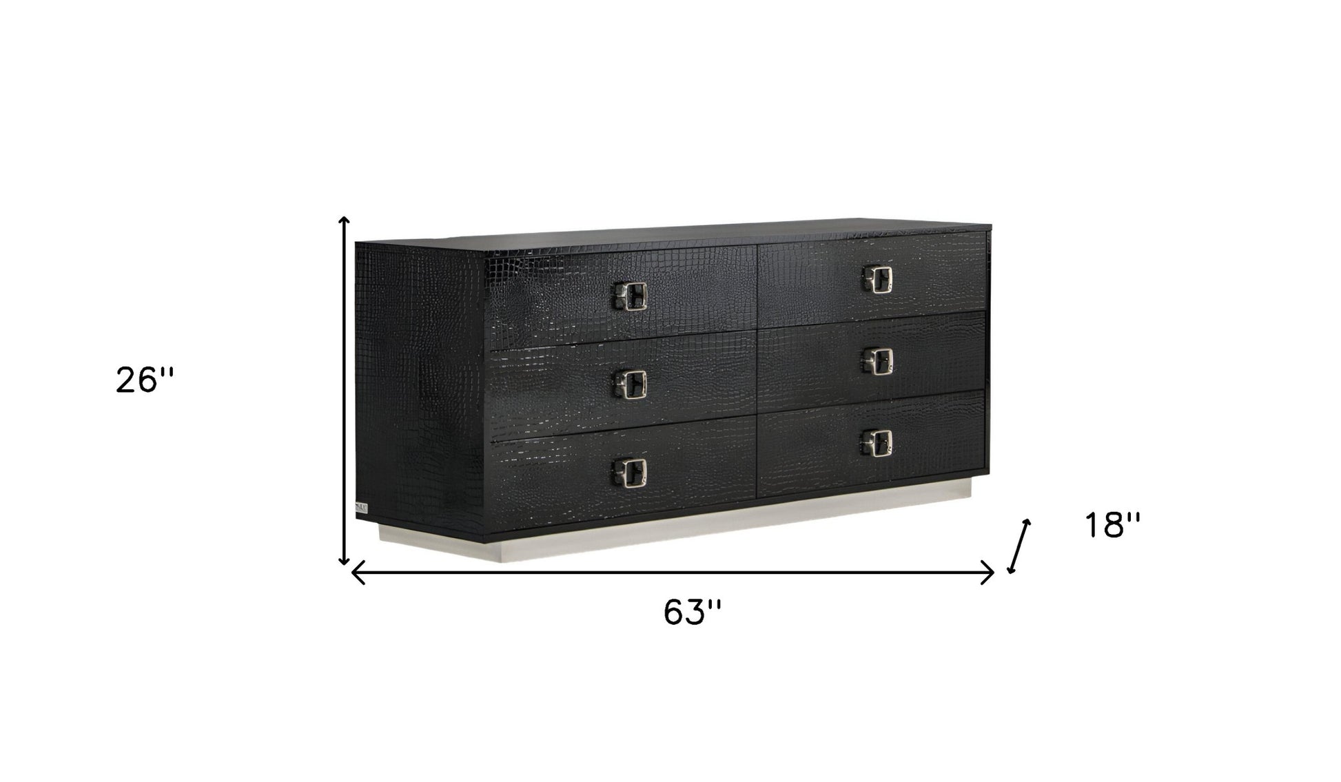 Black Wood Six Drawer Double Dresser image 5