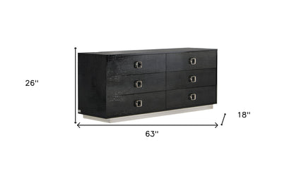 Black Wood Six Drawer Double Dresser image 5