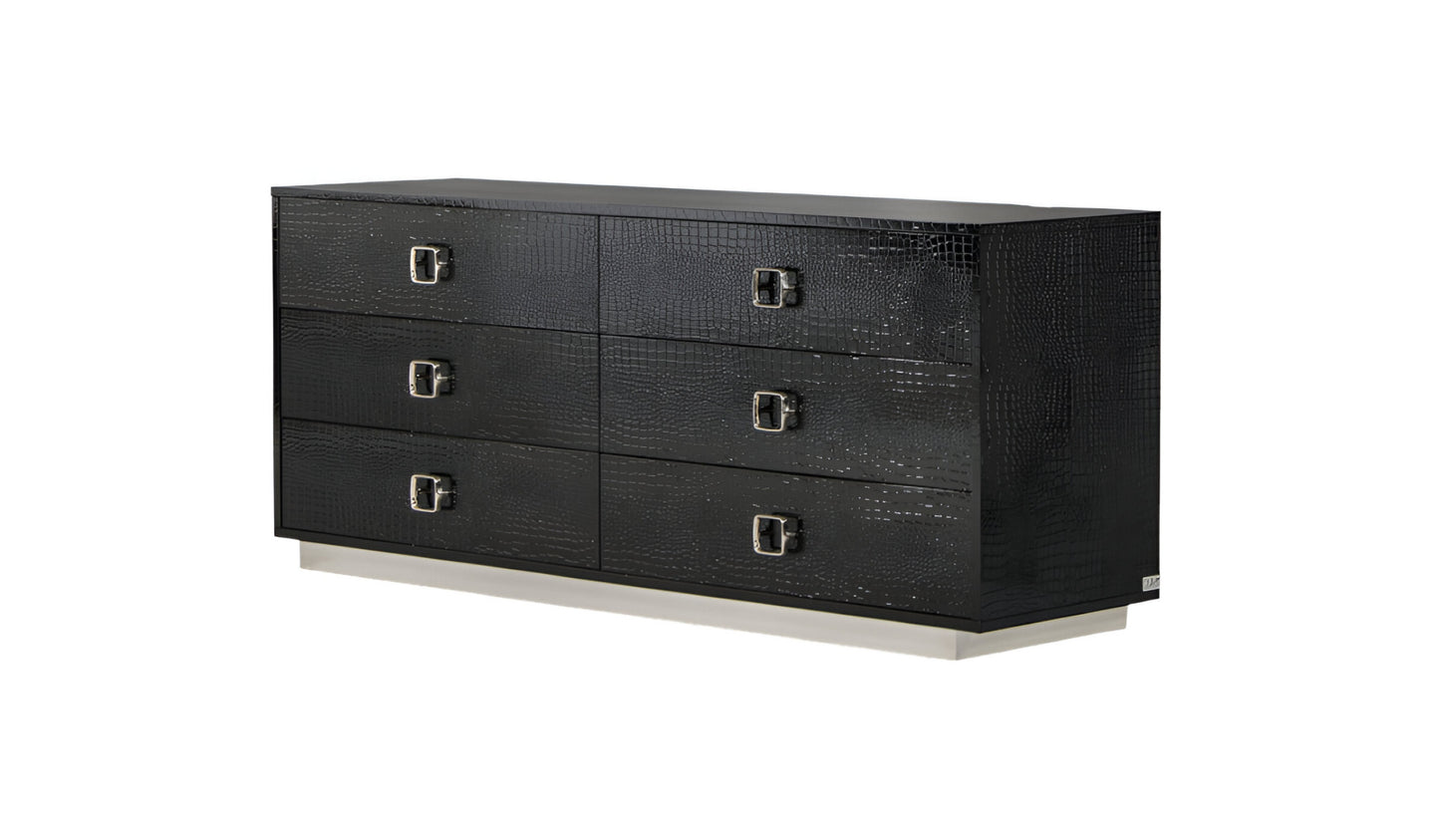 Black Wood Six Drawer Double Dresser image 3